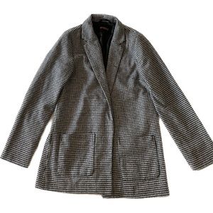 Houndstooth wool blend coat blazer duster Size S